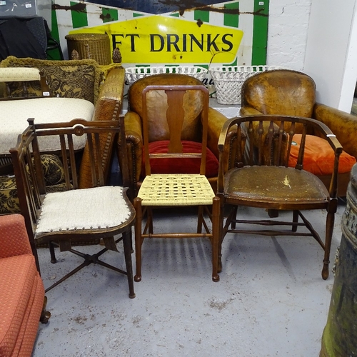 2184 - An Edwardian bow-arm chair, a similar elbow chair, and another (3)