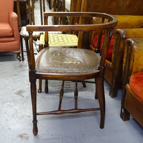 2184 - An Edwardian bow-arm chair, a similar elbow chair, and another (3)