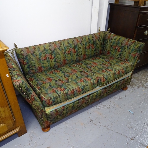 2185 - A small upholstered Knoll 2-seater settee, L168cm, H74cm, seat height 45cm and depth 58cm