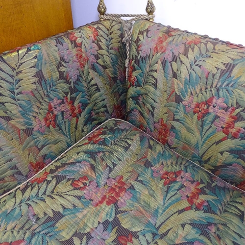 2185 - A small upholstered Knoll 2-seater settee, L168cm, H74cm, seat height 45cm and depth 58cm