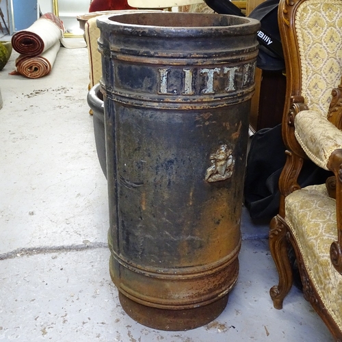 2189 - A cast-iron litter bin, with applied crest, H84cm, W40cm