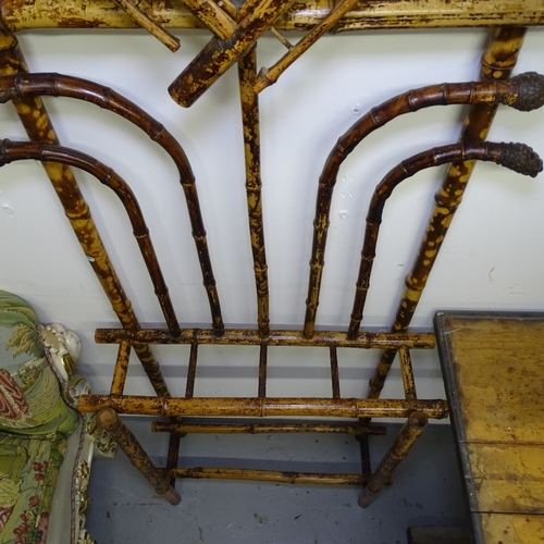 2197 - A Victorian bamboo mirror-back hall stand, W66cm, H200cm