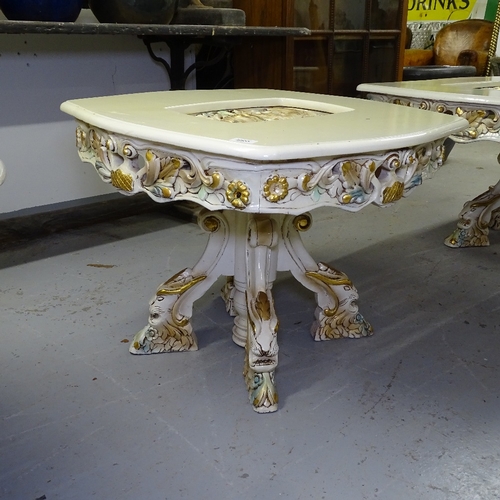 2203 - A bespoke made lamp table, with an inset carved and pierced gilt floral panel, made in Egypt from It... 