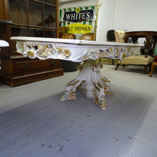 2204 - A bespoke made rectangular coffee table, with an inset carved and pierced gilt floral panel, made in... 