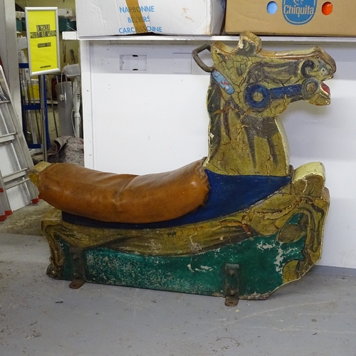 2205 - A Vintage painted Fair Ground Rocking Horse ride, L118cm, H98cm