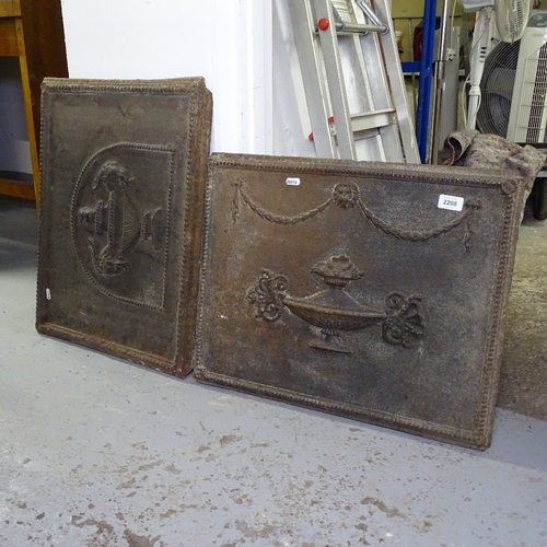 2208 - 2 Antique embossed cast-iron panels, 58cm x 45cm approx