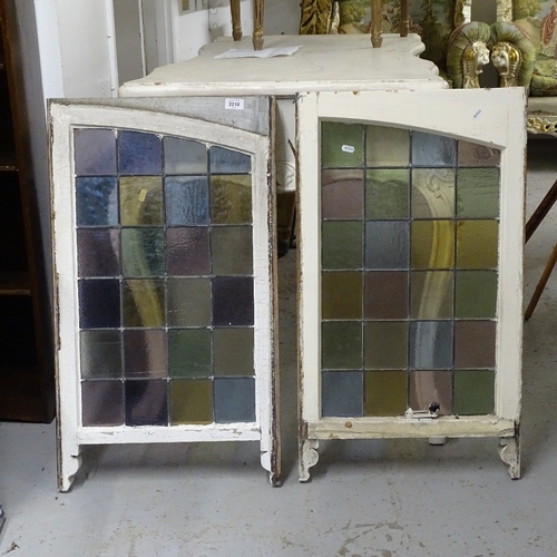 2210 - A pair of coloured leadlight and framed window panels, W47cm, H82cm