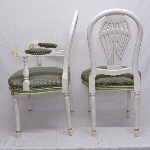 1923 - A set of 6 Louis XVI French style Montgolfier balloon-back dining chairs, with painted finish