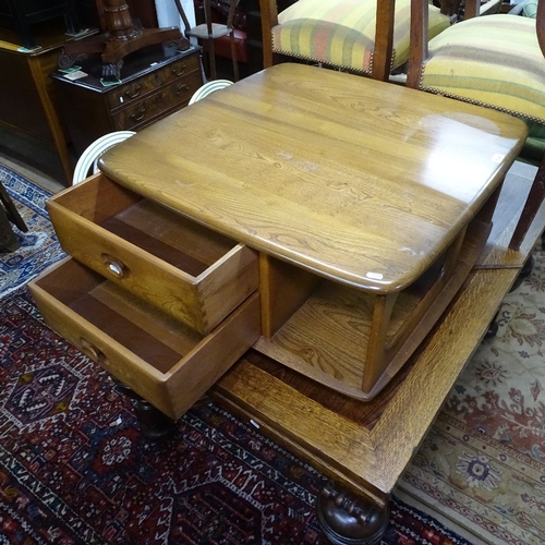 1924 - An Ercol Windsor Pandora 735 coffee table, with 2 drawers, W77cm, H40cm