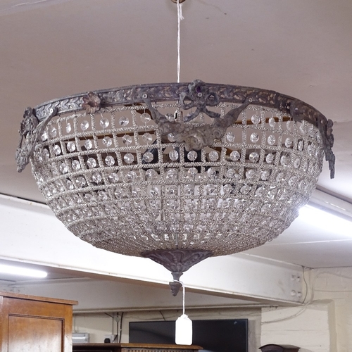 1939 - A cast-metal and bright mesh light fitting, W50cm (WITH THE OPTION TO PURCHASE THE FOLLOWING LOTS)