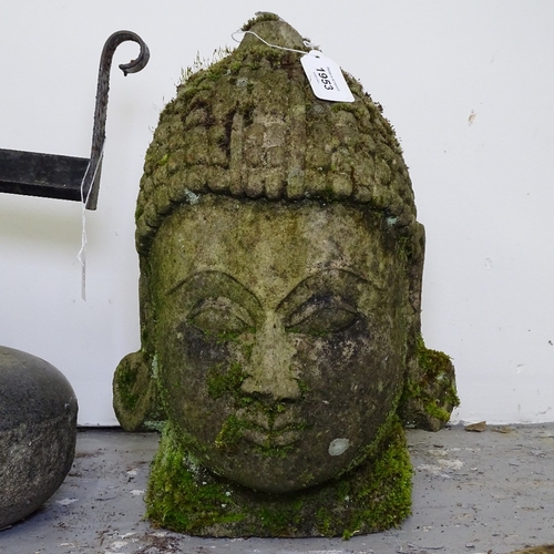 1953 - A weathered concrete Buddha's head, H40cm