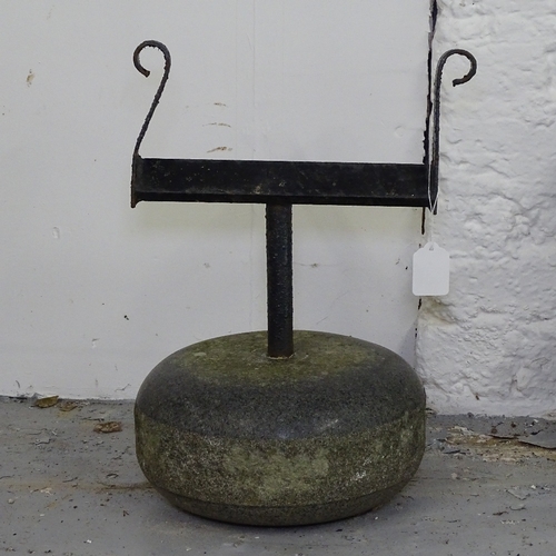 1954 - A Scottish curling stone converted to a boot scraper, H40cm