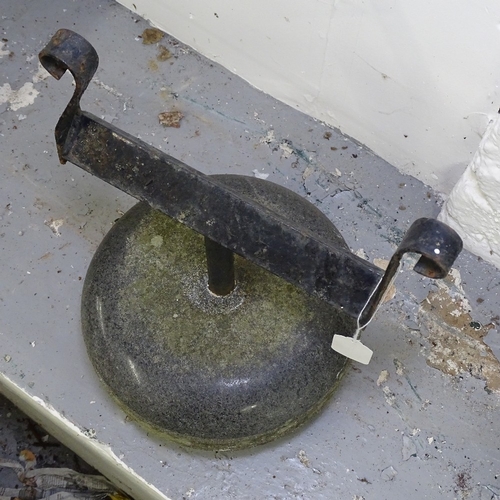 1954 - A Scottish curling stone converted to a boot scraper, H40cm