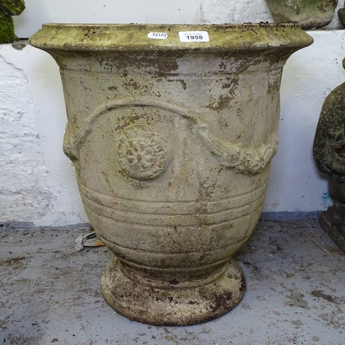 1958 - A weathered concrete Campana urn, W48cm, H52cm