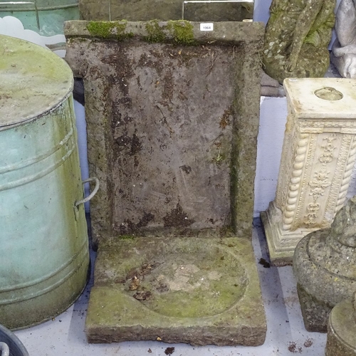 1964 - A rectangular carved stone shallow trough, 55cm x 76cm, and another 50cm x 38cm