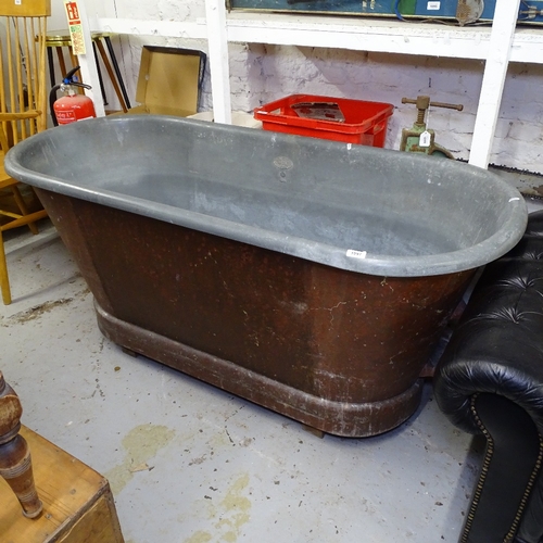 1997 - A 19thC French zinc bow end bath, with label for Chevalier Construteur Paris