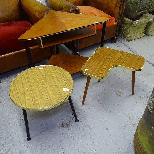 2001 - 3 mid-century occasional tables, to include a corner stand