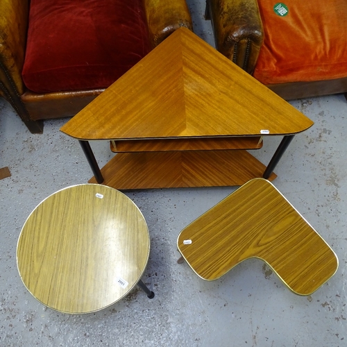 2001 - 3 mid-century occasional tables, to include a corner stand