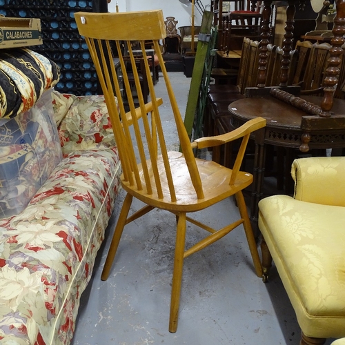 2002 - A handmade ash and beech stick-back armchair, stamped LP.30.70.94CH to rear of seat