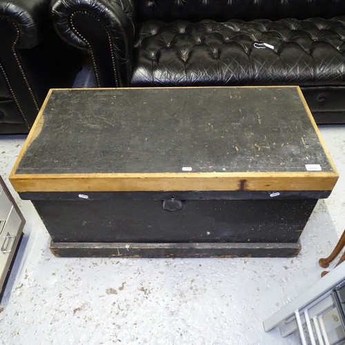 2126 - A Victorian stained pine carpenter's tool chest, with fitted interior, W88cm, H43cm, D43cm