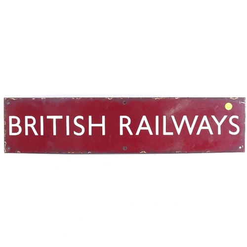 151 - A vintage red enamel British Railways sign, Length 64cm