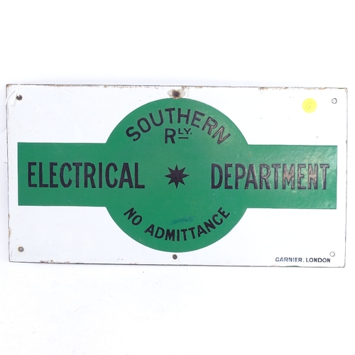 155 - A vintage white and green enamel railway sign 