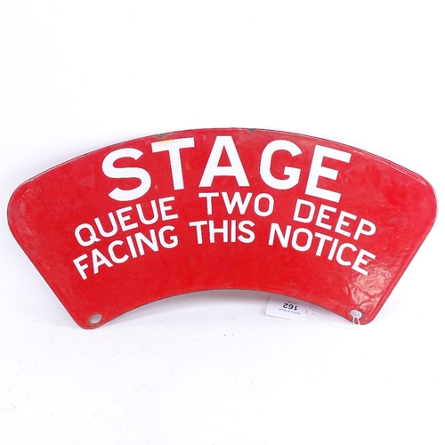 162 - A red enamel double-sided sign 