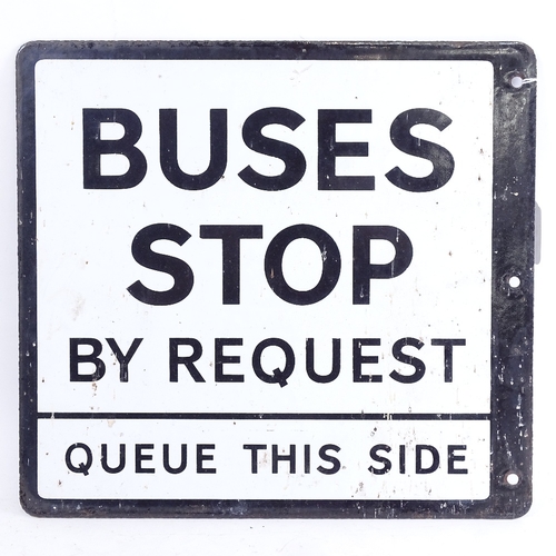 163 - A black and white double-sided enamel sign 