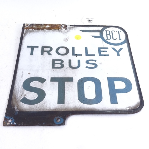 164 - A white double-sided enamel sign 