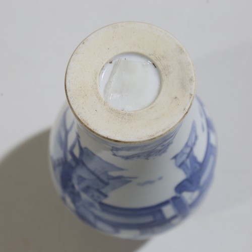 352 - A Chinese blue and white Meiping vase, hand painted decoration, height 16.5cm