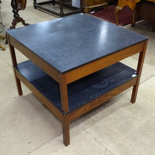 1941 - A pair of mid-century square low teak coffee tables, by Guy Rogers, W76cm, H30cm