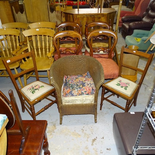 2049 - A pair of Edwardian chairs and a Lloyd Loom bedroom chair (3)