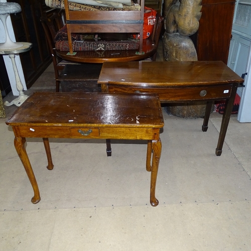 1853 - A mahogany bow-front side table, with single frieze drawer, W109cm, H74cm, D55cm