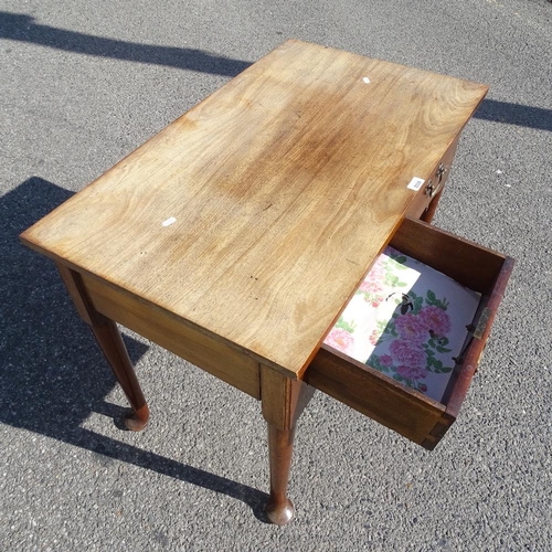 2235 - An antique mahogany 2 drawer writing table, W91cm, H74cm, D54cm