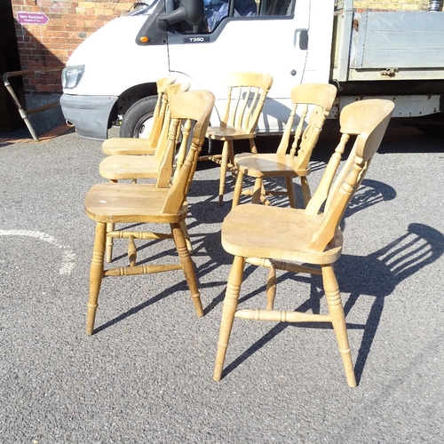 2236 - 6 various pine kitchen chairs