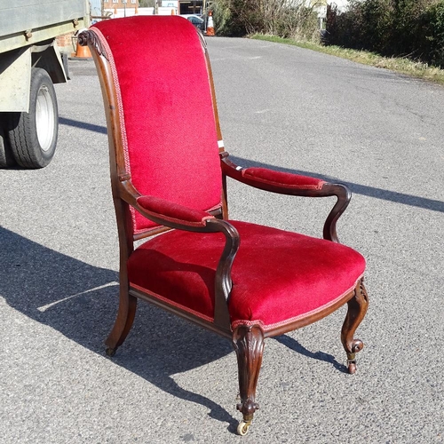 2239 - A Victorian mahogany framed open armchair