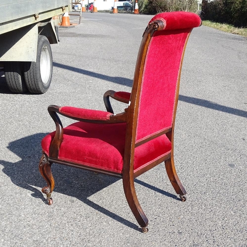 2239 - A Victorian mahogany framed open armchair