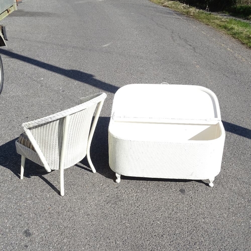 2241 - A Lloyd loom chair and a basket work ottoman