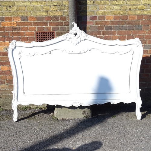 2243 - A white headboard with applied decoration, L190cm, H140cm