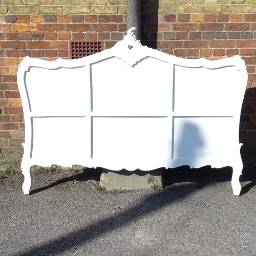 2243 - A white headboard with applied decoration, L190cm, H140cm