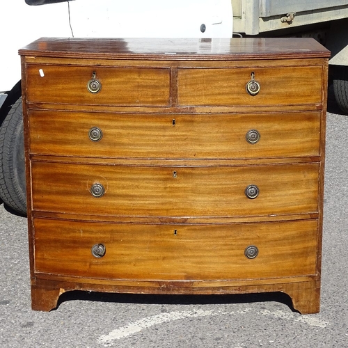 2244 - A 19thC mahogany bow front chest, W108cm, H96cm, D53cm