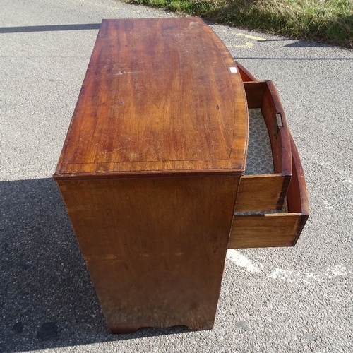 2244 - A 19thC mahogany bow front chest, W108cm, H96cm, D53cm