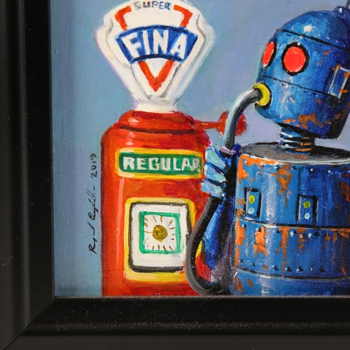 2 - Raymond Campbell (born 1956), oil on panel, Robot Petrol Fix, signed and dated 2019, 4