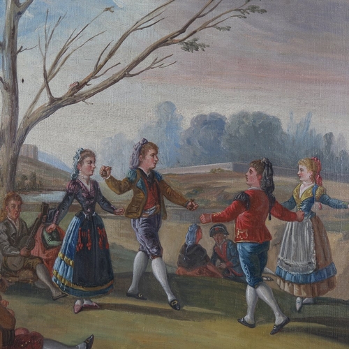 32 - 19th century Italian School, oil on canvas, traditional dancers, unsigned, 18