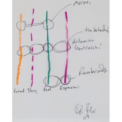 66 - Stephen Farthing (born 1950), mixed media, ink/crayon on paper, abstract composition, 2009, 8.5