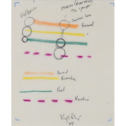 67 - Stephen Farthing (born 1950), mixed media, ink/crayon on paper, abstract composition, 2009, 8.5