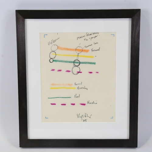 67 - Stephen Farthing (born 1950), mixed media, ink/crayon on paper, abstract composition, 2009, 8.5