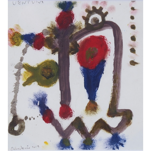 69 - Alan Davie (1920 - 2014), oil on paper, untitled abstract, signed and dated 2013, 8