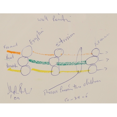 70 - Stephen Farthing (born 1950), mixed media, ink/crayon on paper, abstract composition, signed and dat... 