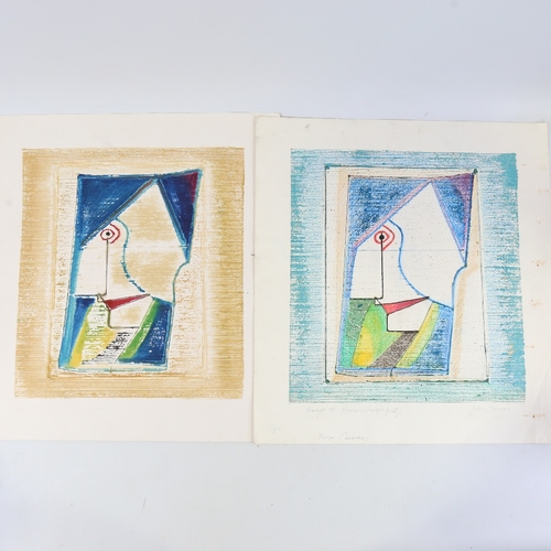 75 - Peter Carreras, 2 coloured etchings, abstract portraits, both signed in pencil, image 16